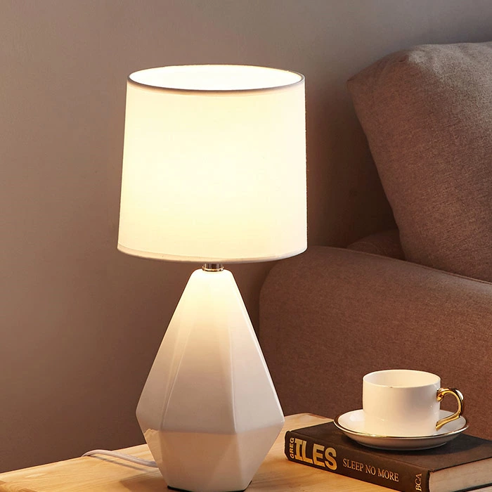 White Ceramic Table Lamp for Bedroom