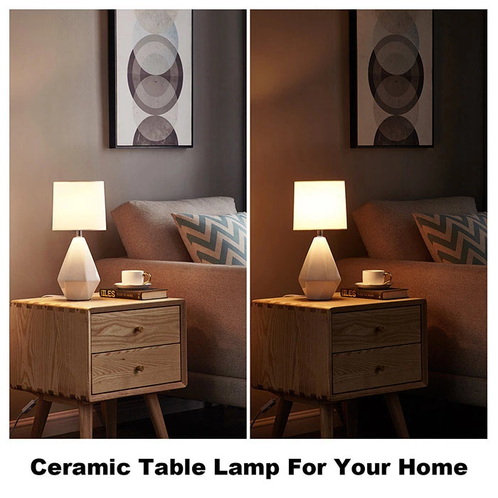 White Ceramic Table Lamp for Bedroom