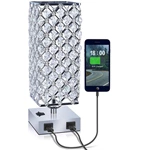 Square Crystal Table Lamp with USB Ports