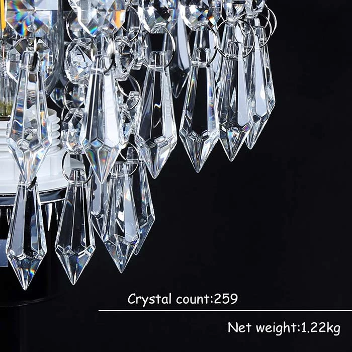 Silver K9 Crystal Table Lamp with USB Ports