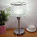 Silver K9 Crystal Table Lamp with USB Ports