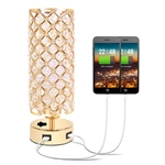 Gold Color Crystal Table Lamp with USB Ports