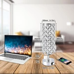 Crystal Table Lamp with USB Ports AC Outlet