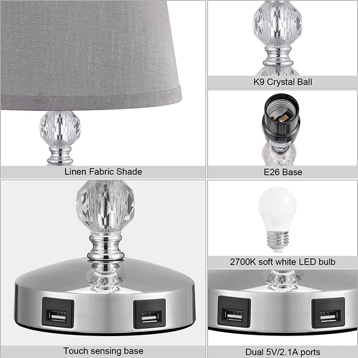 3-Way Dimmable Touch Control Crystal Lamp