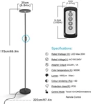 LED Torchiere Floor Lamp with Remote Control