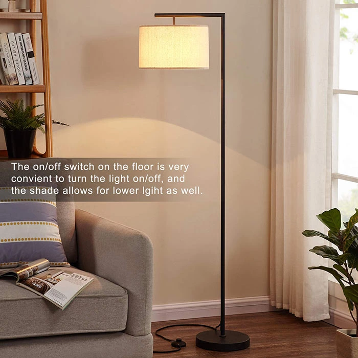 Modern Floor Lamp with Hanging Drum Shade