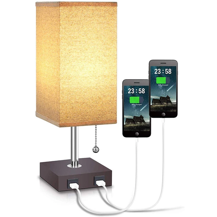 Zipper Control Table Lamp with USB Ports