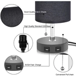 Black Table Lamp with USB Ports