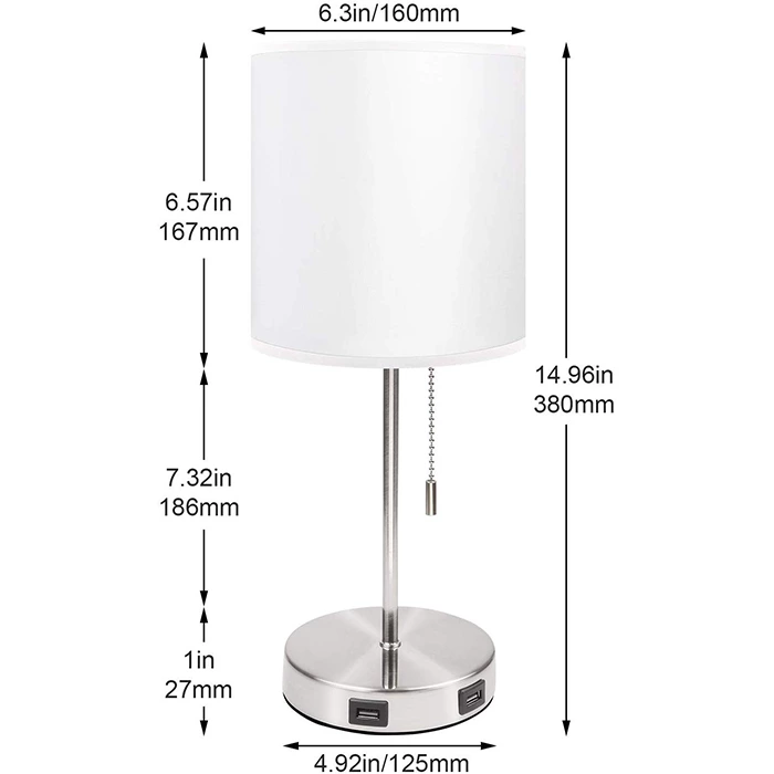 Simple USB Table Lamps with White Lampshade