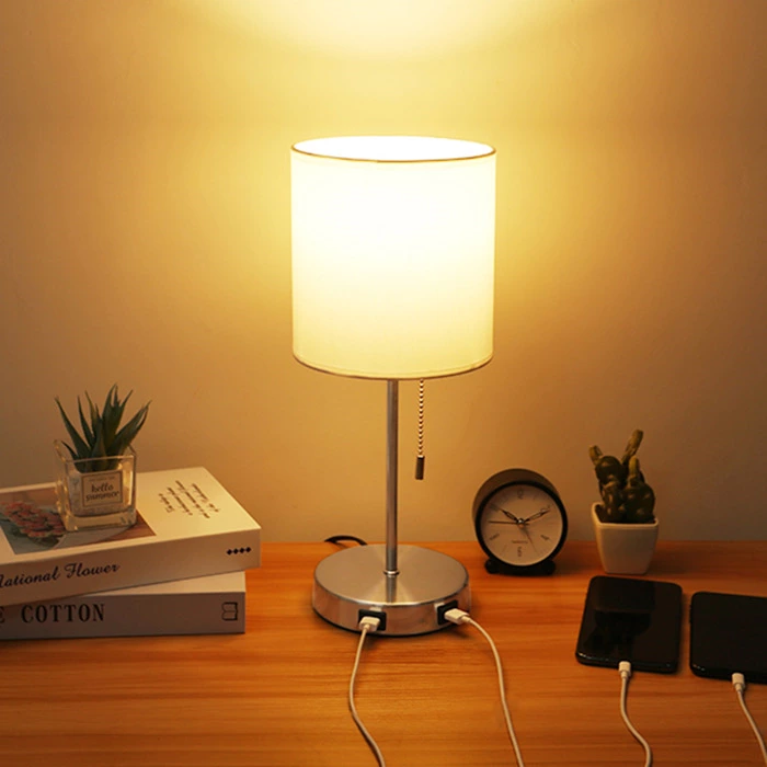 Simple USB Table Lamps with White Lampshade