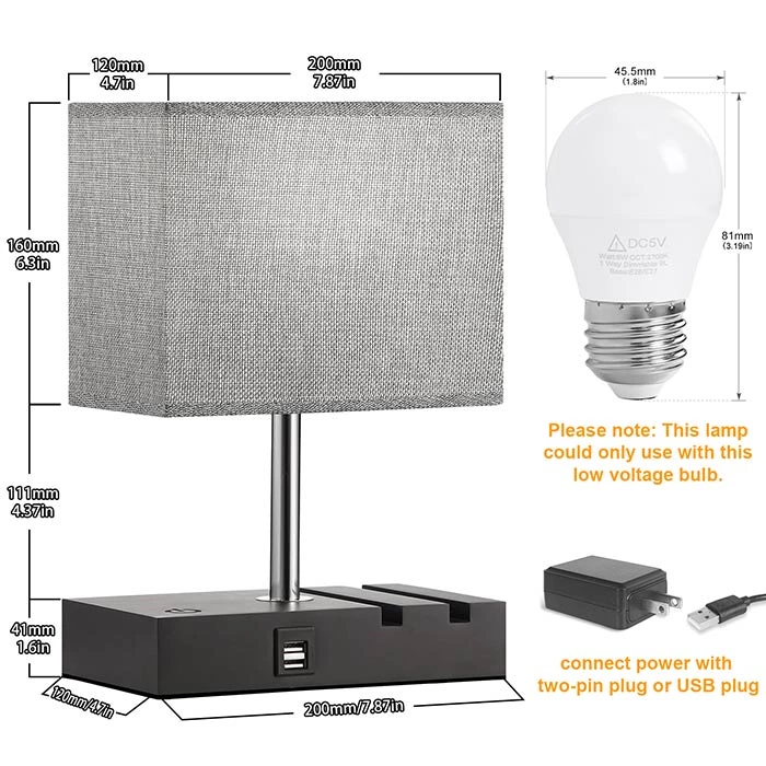 Multifunctional Touch Control Stepless MDF Table Lamp