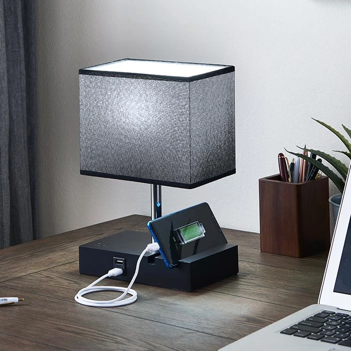 Stepless Dimmable Touch Control Black Small Table Lamp for Bedroom