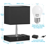 Stepless Dimmable Touch Control Black Small Table Lamp for Bedroom