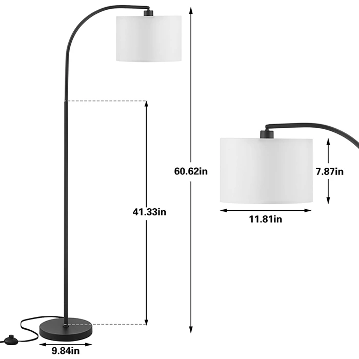 Arc Floor Lamp Adjustable Standing Lamp with TC Cloth Lampshade