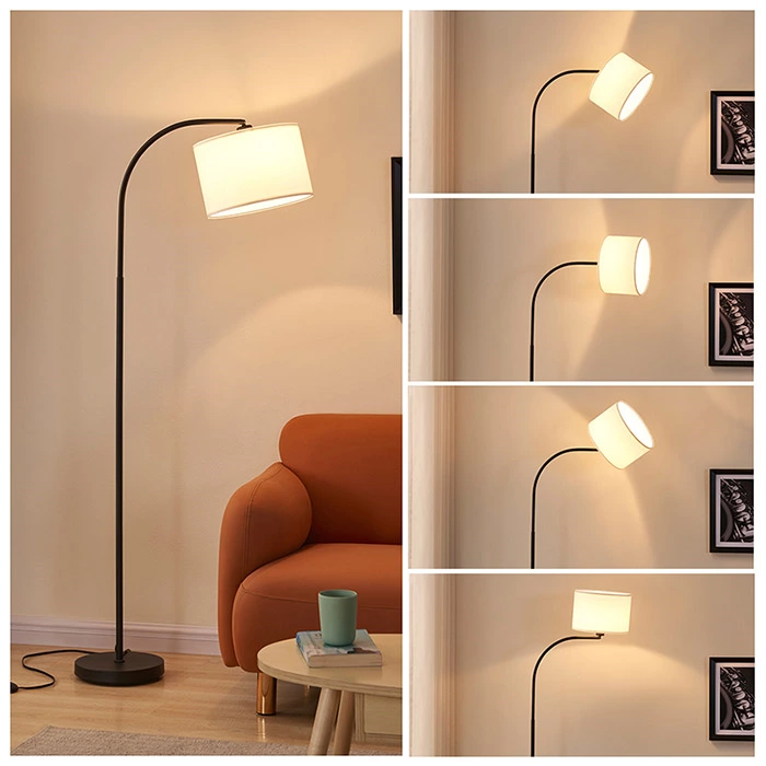 Arc Floor Lamp Adjustable Standing Lamp with TC Cloth Lampshade