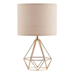 Metal Hollowed Out Base with Fabric Shade Gold Bedside Bedroom Lamp