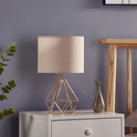 Metal Hollowed Out Base with Fabric Shade Gold Bedside Bedroom Lamp