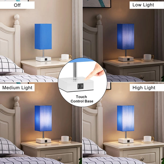 Blue Color Touch Control Table Lamp Nightstand Lamps for Bedroom