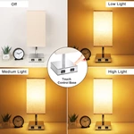 Touch Control Table Lamp Dual USB Ports Fast Charging Bedside Lamp