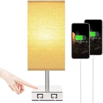 Touch Control Table Lamp Dual USB Ports Fast Charging Bedside Lamp