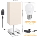 Touch Control Table Lamp Dual USB Ports Fast Charging Bedside Lamp