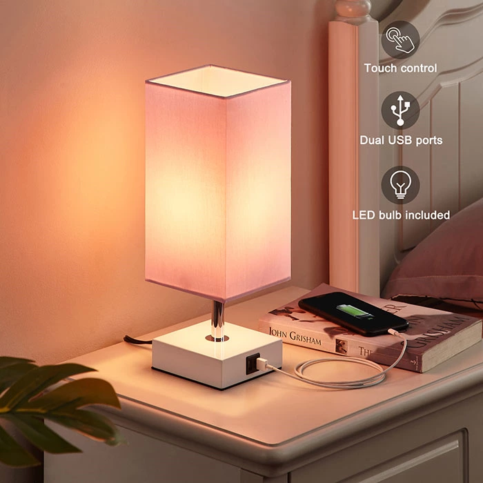 Pink Color Touch Control Table Lamp Nightstand Lamps for Bedroom