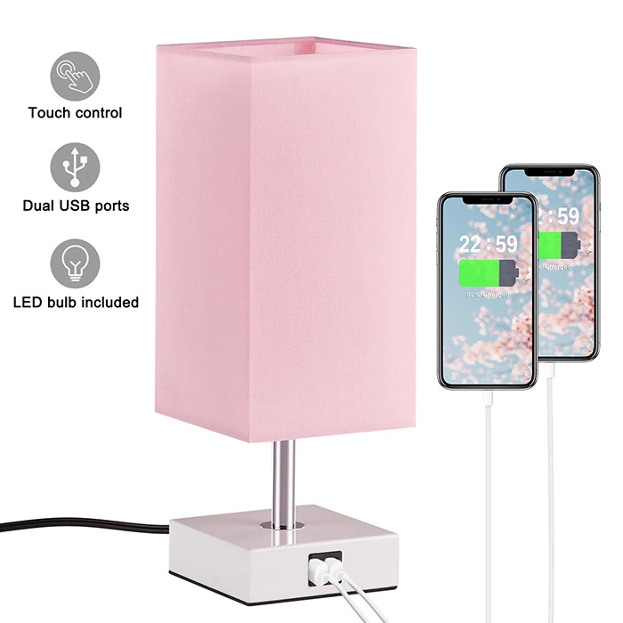 Pink Color Touch Control Table Lamp Nightstand Lamps for Bedroom