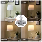 3-Way Touch Crystal Lamp for Bedroom with USB Ports