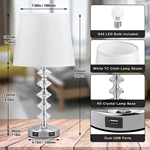 3-Way Touch Crystal Lamp for Bedroom with USB Ports