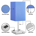 TC Fabric Shade Square Blue Table Lamp With Outlet