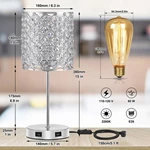 Sliver Crystal Bedside Lamp Set of 2 with Bulbs for Bedroom Living Room