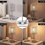 Sliver Crystal Bedside Lamp Set of 2 with Bulbs for Bedroom Living Room