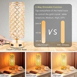 Gold Color Touch Control Crystal Table Lamp with Dual USB Ports