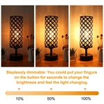 3-Way Dimmable Touch Control Dual USB Ports Black Crystal Table Lamp