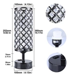 3-Way Dimmable Touch Control Dual USB Ports Black Crystal Table Lamp