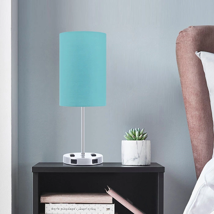 Green Color Small Touch Control Nightstand Lamp with USB Outlet