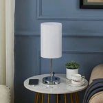 White Color Small Touch Control Nightstand Lamp with USB Outlet