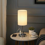 White Color Small Touch Control Nightstand Lamp with USB Outlet