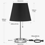 Black Color Trapezoid Shape Bedroom Lamp with Outlet（Set of 2）