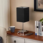 Black Color Touch Control USB Table Lamp with Outlet