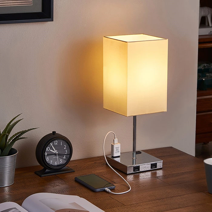 Champagne Color Touch Control USB Table Lamp with Outlet