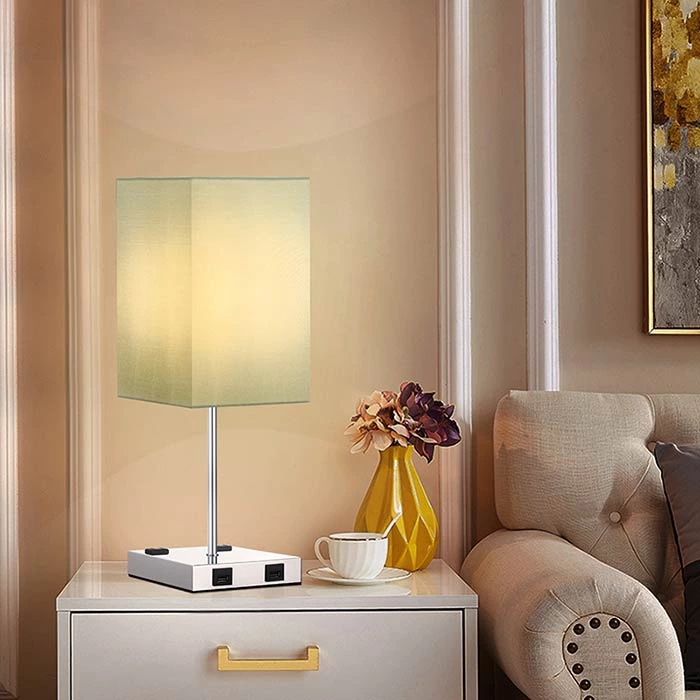 Green Color Touch Control USB Table Lamp with Outlet