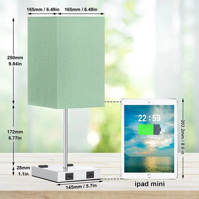 Green Color Touch Control USB Table Lamp with Outlet