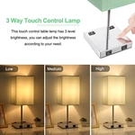 Green Color Touch Control USB Table Lamp with Outlet