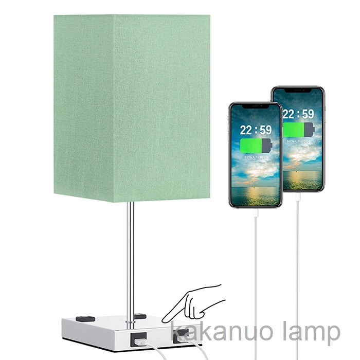 Green Color Touch Control USB Table Lamp with Outlet