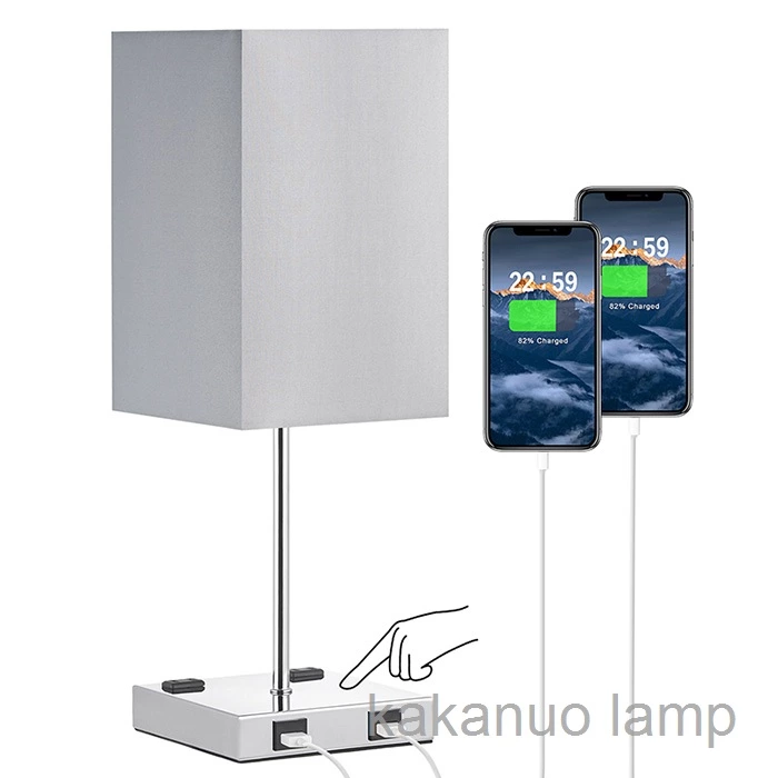 Pessimistic Color Touch Control USB Table Lamp with Outlet