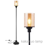 Black Floor Lamp with Cracked Glass Shade for Living Room & Bedroom