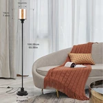 Black Floor Lamp with Cracked Glass Shade for Living Room & Bedroom