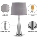 Modern USB Table Lamp Metal Lamp Body Set of 2