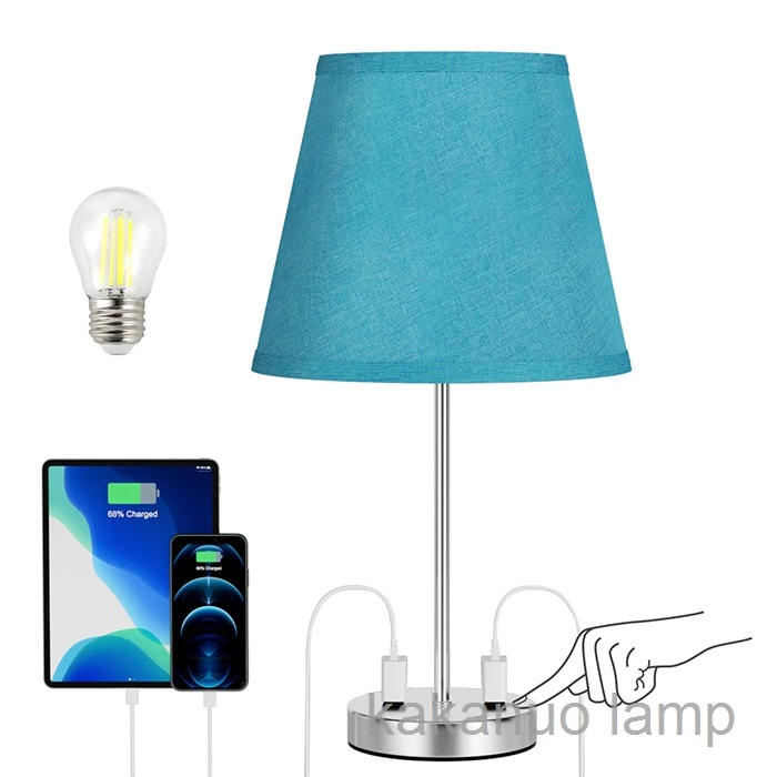 Drum Shape Touch Control Table Lamp Deep Blue Color